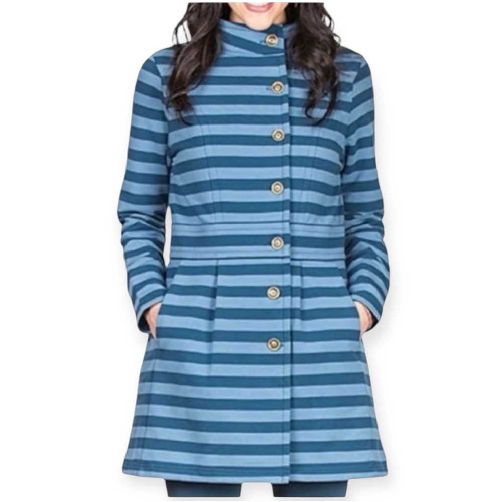 Matilda Jane Fall Breeze Stripped button down jersey knit collared pea coat S